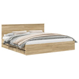 Bed Frame with Drawer Sonoma Oak 200 x 200 cm Engineer Wood 3410674