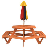 Picnic Table for 6 Kids with Umbrella Hexagon Solid Wood Fir 3281627