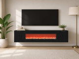 Electric Fireplace Black Oak 155 x 30 x 44 cm Engineered wood 8021016