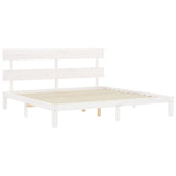 Bed Frame without Mattress White Super King Size Solid Wood Pine 3193547