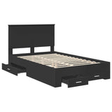 Bed Frame with Headboard Black 120 x 190 cm Engineered Wood 3411333