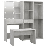 Dressing Table Set with LED Concrete Grey Engineered Wood 3114102