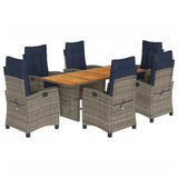 7 Piece Garden Dining Set with Cushions Grey Poly Rattan 3212719