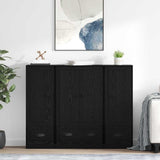 Highboard with Drawer 3 pcs Black Oak Engineered Wood 3402673