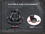 Computer Gaming Chair, Racing Desk Chair Lumbar Support and Footrest, PU Leather Gamer Chair T3398P328205