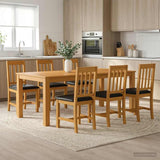 Dining Set 7 pcs Black Solid Oak Wood 3430385
