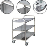 3 Tier Stainless Steel Trolley Cart Kitchen Restaurant Serving Catering Train UK 58929497