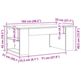 Coffee Table Sonoma Oak 102x55x42 cm Engineered Wood 831855