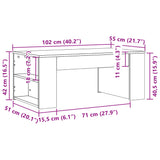 ZNTS Coffee Table Smoked Oak 102x55x42 cm Engineered Wood 831858