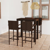 5 Piece Outdoor Bar Set with Armrest Poly Rattan Brown 3064810