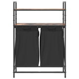 Laundry Basket 2 Compartments with Shelves Smoked Oak 859087