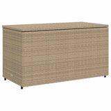 Garden Storage Cabinet Beige 110x55x60.5 cm Poly Rattan 365570