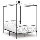 Canopy Bed Frame without Mattress Black Metal 140x200 cm 284477