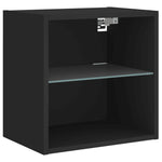 ZNTS Bedside Cabinets with LED Lights Wall-mounted 2 pcs Black 837067