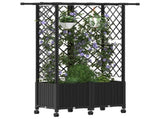 Raised Bed with Trellis and Roof Black 124 x 40 x 142 cm PP 3423038