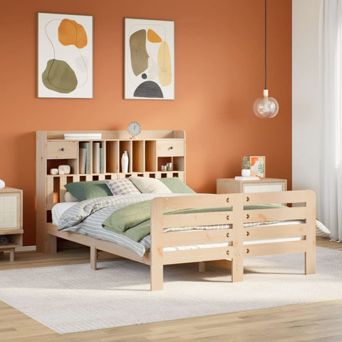ZNTS Bookcase Bed without Mattress 140x200 cm Solid Wood Pine 3309962