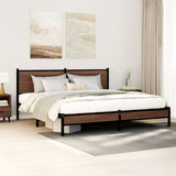Metal Bed Frame without Mattress Brown Oak 183x213 cm 3301406