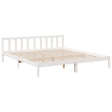 Extra Long Bed Frame without Mattress White 200x210 cm Solid Wood Pine 852441
