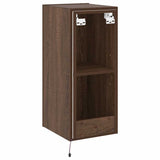 TV Wall Cabinet with LED Lights Brown Oak 30.5x35x70 cm 837244