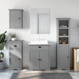 4 Piece Bathroom Furniture Set BODO Grey Solid Wood Pine 3307652
