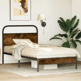 Bed Frame Without Mattress 107x203 cm Smoked Oak Engineered Wood 4100352