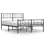 Metal Bed Frame without Mattress with Footboard Black 150x200cm 355287