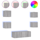5 Piece TV Wall Cabinets with LED Lights Grey Sonoma 3216865