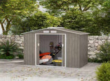 7 x 4ft Metal Garden Storage Shed with Vents, Floor Foundation Kit and Lockable Double Doors, Light T3398P314221