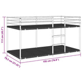 Bunk Bed without Mattress Black 75x190 cm Steel 4019874