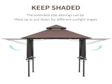 2.4 x 1.5 m Grill Gazebo Canopy Extendable Side Awnings, Outdoor BBQ Gazebo Shelter T3398P319913