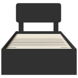 Bed Frame with Headboard Black 75 x 190 cm Engineered Wood 3412437