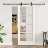 Sliding Door White 83 x 202 cm Solid Pine Wood and Glass 3332306