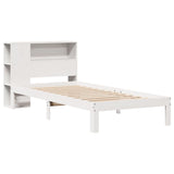 Bookcase Bed without Mattress White 75x190 cm Small Single Solid Wood Pine 3322535