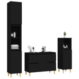 ZNTS 3 Piece Bathroom Furniture Set Black Engineered Wood 3185598