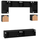 TV Cabinet Set 8 pcs Black Oak Engineered Wood 3393334