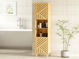 Multi-Storage Bamboo Door Bathroom Cabinet - Natural Finish T3398P423557