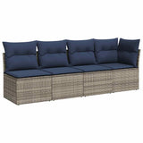 Garden Sofa with Cushion Grey 227 x 62 x 69cm Poly Rattan 366150