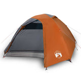 Camping Tent Dome 4-Person Grey and Orange Waterproof 94337