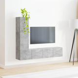 TV Cabinet Set Wall-mounted 3 pcs Concrete Grey Engineered Wood 3408991