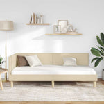 Corner Bed Frame Cream 90 x 200 cm Fabric and Engineered wood 42016195