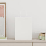 Paper Bags 250 pcs with Handles White 26x12x35 cm 4101618