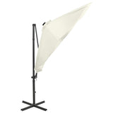 Cantilever Garden Parasol with Pole and LED Lights Sand 300 cm 312328