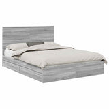 Storage Bed Grey Sonoma 150 x 200 cm Engineered Wood 3411199