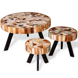 Three Piece Coffee Table Set Solid Reclaimed Wood 244229