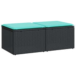 ZNTS 2 Piece Garden Sofa Set with Cushions Black Poly Rattan Acacia 3328660