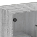 Side Cabinet with Glass Doors Grey Sonoma 68x37x75.5 cm 836383