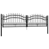 Fence Gate KAMPEN with Spear Top Black 302x78 cm Steel 151094