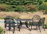 Bistro Set Black Cast Aluminium Large Durable Bistro Set 3070605