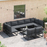 Garden Sofa Set with Cushion Black Aluminium 3378901