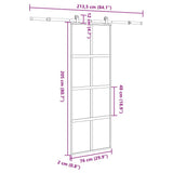 Sliding Door with Hardware Set 76x205 cm Tempered Glass&Aluminium 3333010